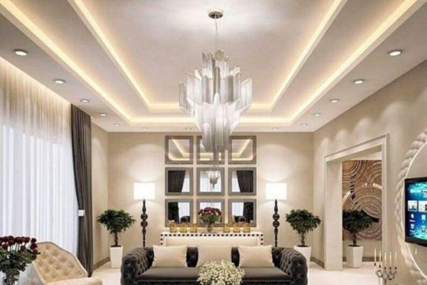 trần thạch cao giật 3 cấp là giải pháp tối ưu để trang trí phòng khách