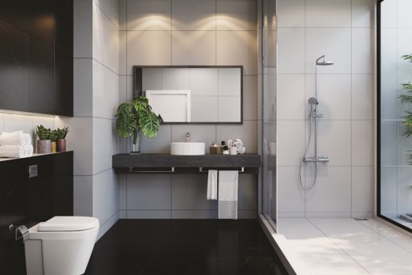mẫu trần thạch cao phòng tắm kết hợp phòng vệ sinh