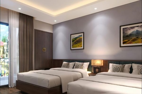 mẫu trần thạch cao giật cấp phòng ngủ khách sạn