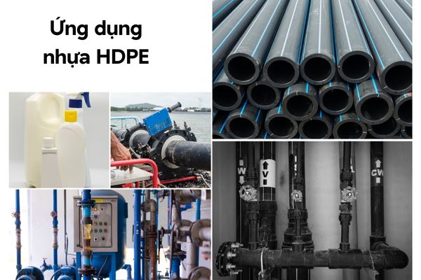 nhựa hdpe ứng dụng chế tạo bao bì, đồ nhựa, ống nước,...