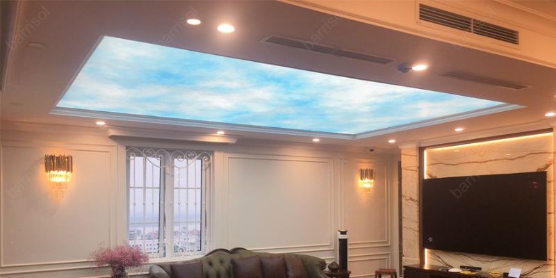 trần thạch cao vân mây bầu trời phòng khách đẹp