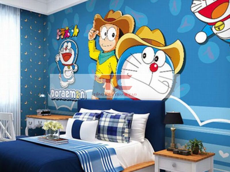 trần thạch cao 3d hình Doraemon